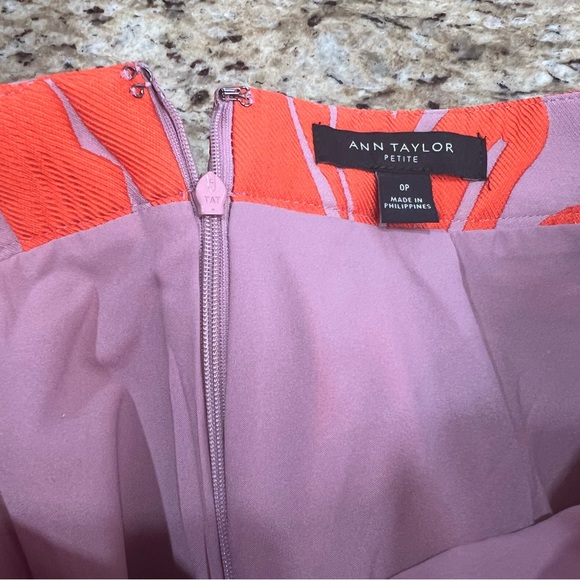 Ann Taylor Curvy Fan Leaf Orange Mauve Skirt 0P - Picture 6 of 10
